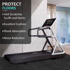 BEAUTYOVO gym setup with equipment on tiles demonstrating stable, cushioned workout surface