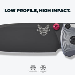 Benchmade Bugout handle texture close-up highlighting grivory grip and durable ergonomic control benefit