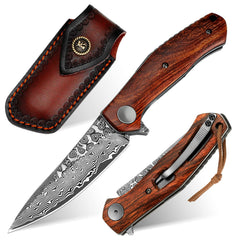 Benkey front view showing folded knife and clip for discreet carry