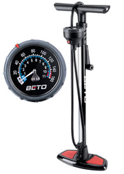Beto pump front view showing height and robust steel construction for durability