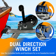 Better Boat close-up of rubber grip crank handle for comfortable control