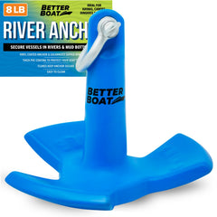 Better Boat river anchor front view showing shape and balanced hold