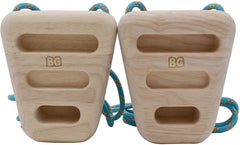 BG Climbing front view of wooden hangboard showing multiple grips and durability