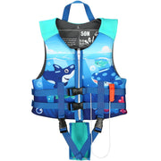 Biange front view of vest showing zipper and bright colors for easy identification