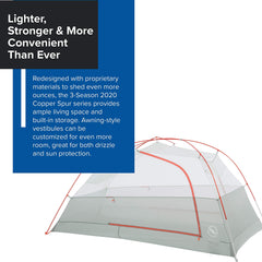Big Agnes interior layout showing two sleeping pads and increased livable space