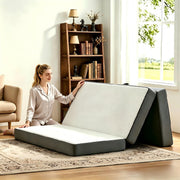 Bildenly folded king mattress showing compact storage and easy portability