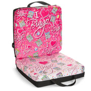 Bingo Innovation front view seat cushion showing pink and black pattern and comfort