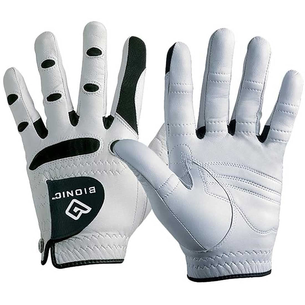 Bionic Glove USA front view showing Cabretta leather and stable grip pad, improving hold