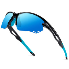 BIRCEN front view polarized sunglasses showing wrap-around coverage and clear field of vision