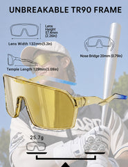 BIRCEN side profile showing wraparound fit that prevents wind and side glare