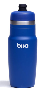 Bivo one true blue front view showing bottle and lid, clear brand visibility and lightweight benefit