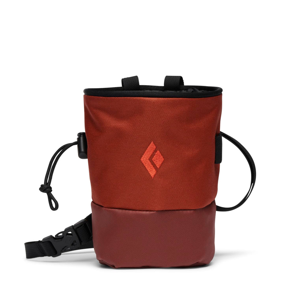 BLACK DIAMOND Mojo Zip front view showing burnt sienna color and easy hand access for fast chalking