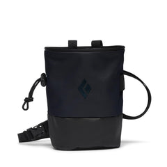 BLACK DIAMOND front view of chalk bag showing wide base and fleece interior benefit grip consistency