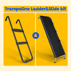 Blanketown slide full length hung on trampoline for controlled exits benefit