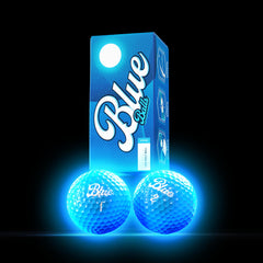 Blue Balls front packaging showing two glow golf balls and branding visible benefit: clear product display