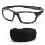 BLUE CUT front view of goggles showing full-face coverage and clear vision benefit