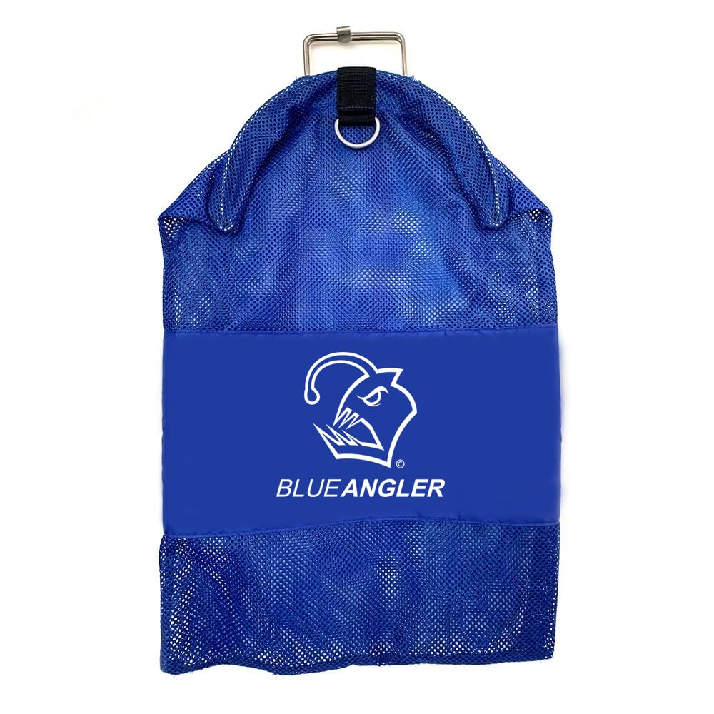 BlueAngler front view mesh bag showing full capacity and easy carry benefit