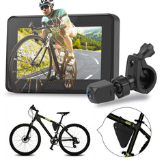 blueear monitor on handlebar showing rearview, improves rider awareness