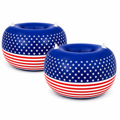 Blueweenly front view patriotic bumper ball showing stars and stripes, boosts festive fun
