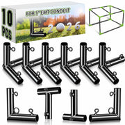 Blulu corner kit front view showing ten black galvanized fittings and bolts, durable connectors