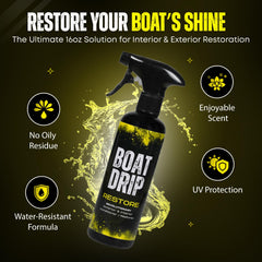 Boat Drip Restore being sprayed on vinyl with easy application benefit
