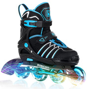 BOBICOM front view of blue XL skates showing fit and style for confident skating