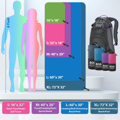 BOGI towel folded compactly inside pouch for space saving and easy transport