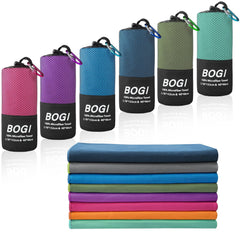 BOGI front view of XL mint towel showing full-size coverage and portability