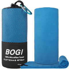 BOGI XL towel spread on beach showing large coverage and quick setup benefit