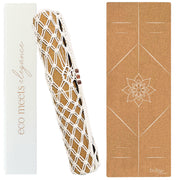 Boho Flow cork mat front view showing full design and benefit of stable practice