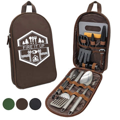 BOMKI front view of closed brown carry bag showing compact portability and protection