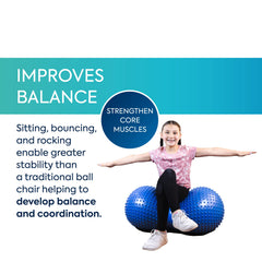 BouncyBand next to child to show 36 by 20 inch size and fit