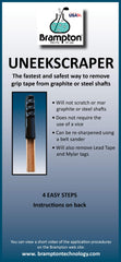 Brampton Uneekscraper in use removing grip tape from a golf shaft for quick club maintenance