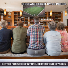 BrightRow inflated cushion on stadium bleacher providing added height and padding