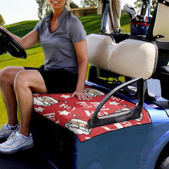 Brosoneto installed on a golf cart seat showing easy one-step fit benefit