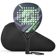 BROTOU padel racket front view showing shape and black-green finish for immediate recognition and confidence