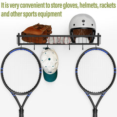 BTY six hooks with hanging rackets and helmets for quick access