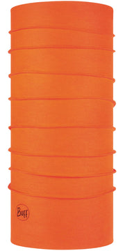Buff front view gaiter in hunter orange showing full coverage and visibility benefit