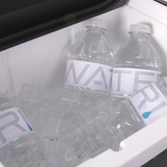 Buggies Unlimited cooler interior holding twelve 12-ounce cans and ice for chilled drinks