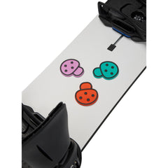 Burton stomp pad Shrooms installed on board near binding offering secure foothold