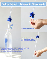 Burtrail installed on a standard bottle demonstrating hands‑free drinking benefit