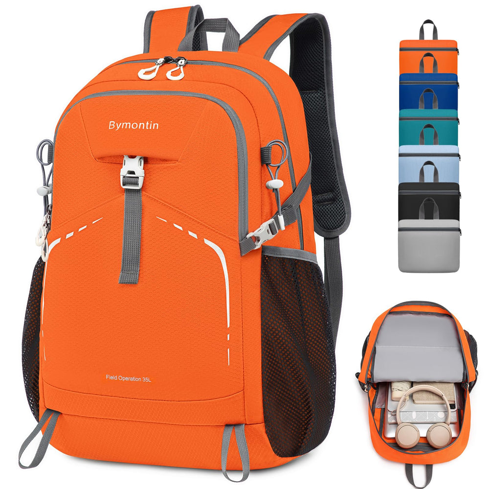 Bymontin front view of orange pack showing shape and capacity