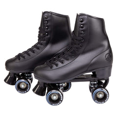 C SEVEN front view of retro black skates showing silhouette and style benefit