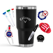 Callaway 30oz matte black tumbler front view showing sleek design and durability