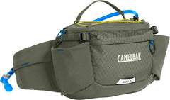 CamelBak M.U.L.E. 5 front view showing compact fit and secure waist carry benefit