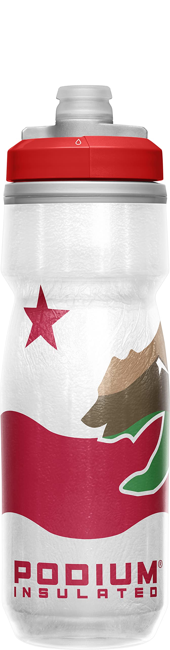CamelBak Podium Chill front view showing bottle shape and clear branding benefits cold retention