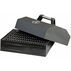 Camp Chef barbecue box front view showing sturdy cast-iron and compact footprint for versatile grilling