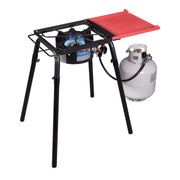Camp Chef front view showing stove layout and sturdy cooking surface benefit convenience