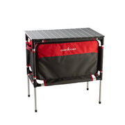 Camp Chef Sherpa front view showing compact organizer and tabletop, organized packing benefit