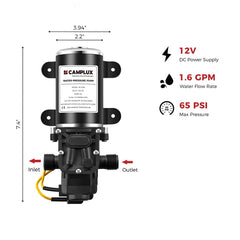 CAMPLUX diaphragm detail illustrating robust internal design for steady 1.6 GPM flow